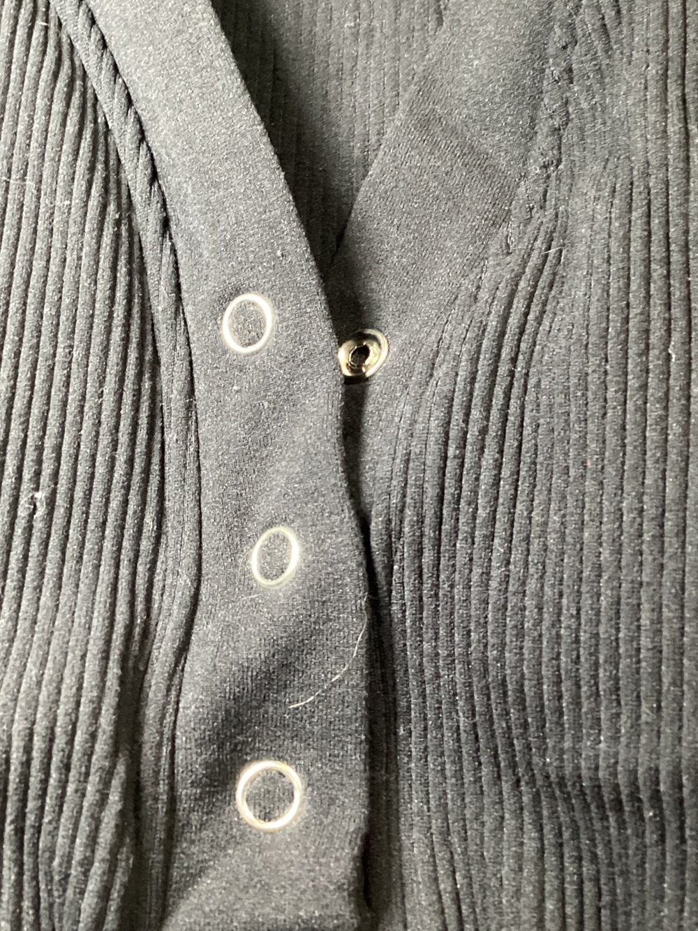 Ribbed Henley Racerback Crop Top - Black & Light Blue - Picture 3 of 7